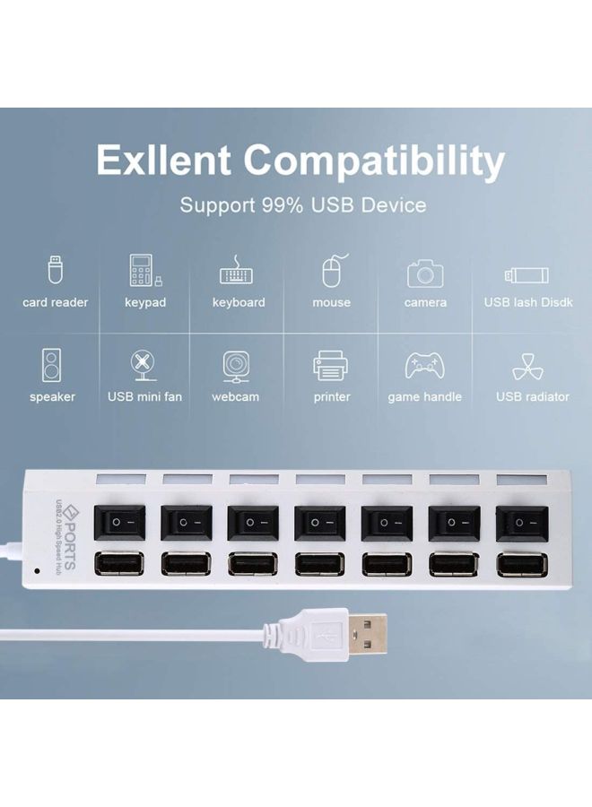 موزع USB به 7 منافذ أبيض - Image 2