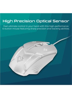 VERTUX Sensei Wired Optical Gaming Mouse White/Grey  - Image 2