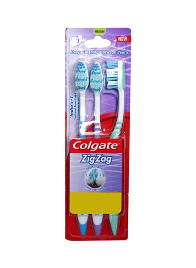 Colgate 3-Piece Zigzag Toothbrush Multicolour M