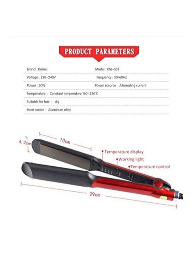 Kemei - KM-531 Adjustable Flat Iron Hair Straightener Black/Red 417grams - Image 1