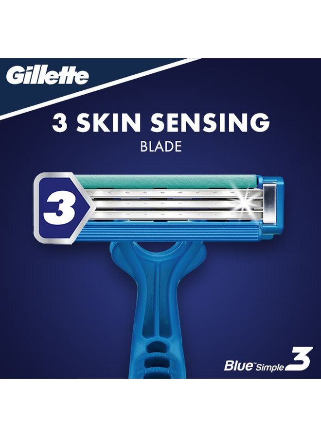 Gillette - Pack Of 4 Simple3 Disposable Razors Blue - Image 1