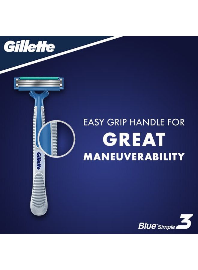Gillette - Pack Of 4 Simple3 Disposable Razors Blue - Image 1