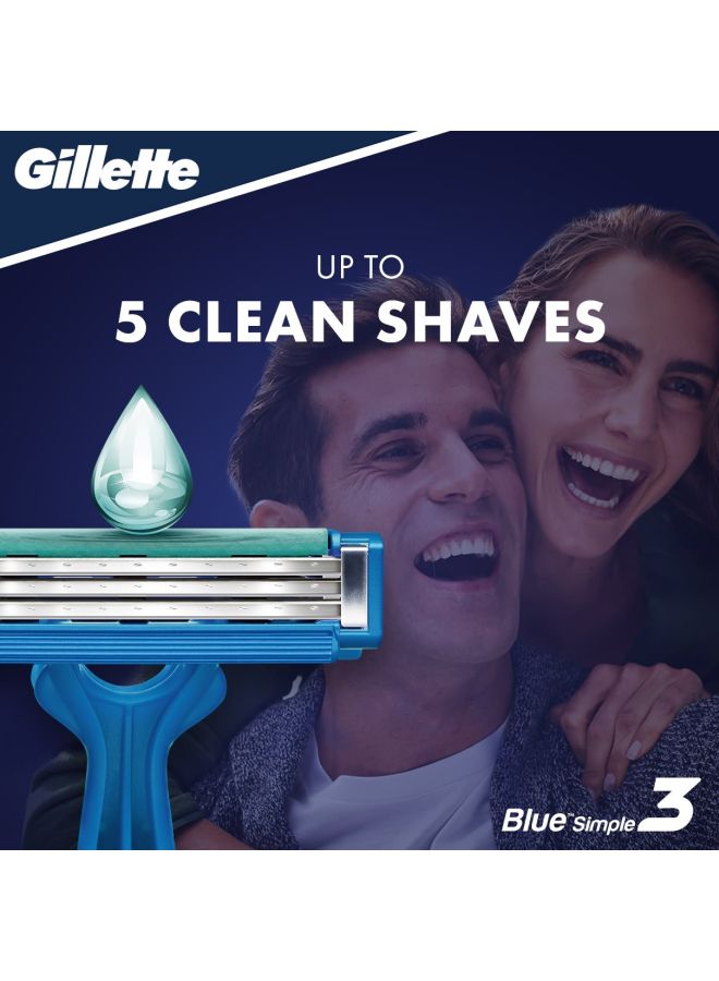 Gillette - Pack Of 4 Simple3 Disposable Razors Blue - Image 1