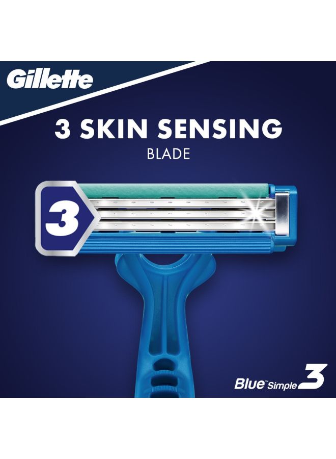 Gillette - Pack Of 4 Simple3 Disposable Razors Blue - Image 1
