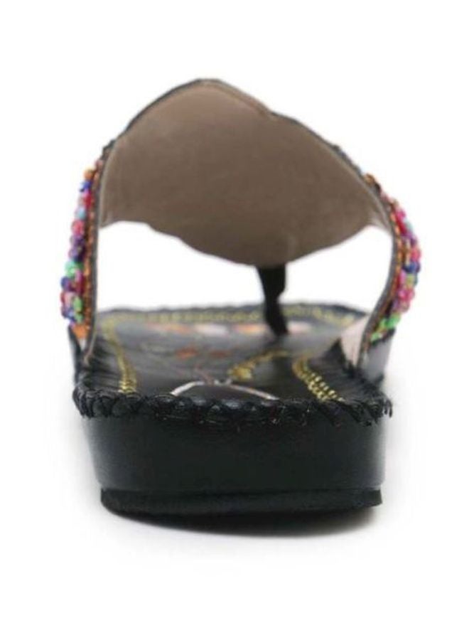HUSK'SWARE - Beaded Flat Sandals Black - Image 1