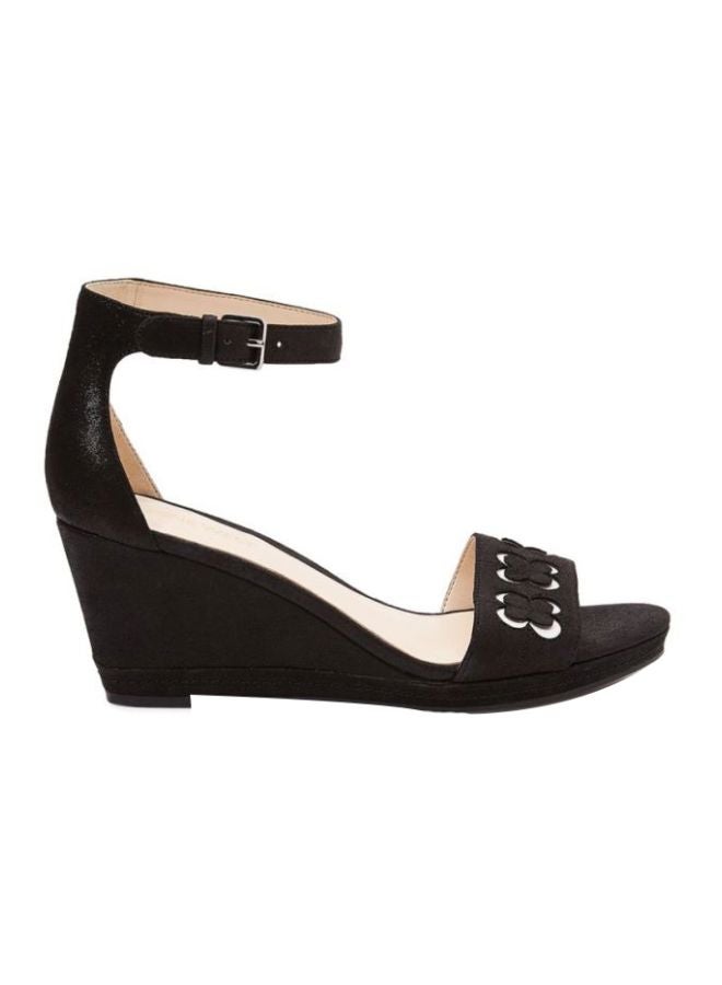 NINE WEST Julian Ankel Strap Wedges Black - Image 2