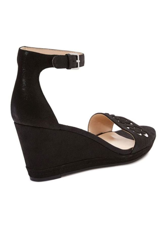 NINE WEST Julian Ankel Strap Wedges Black - Image 4