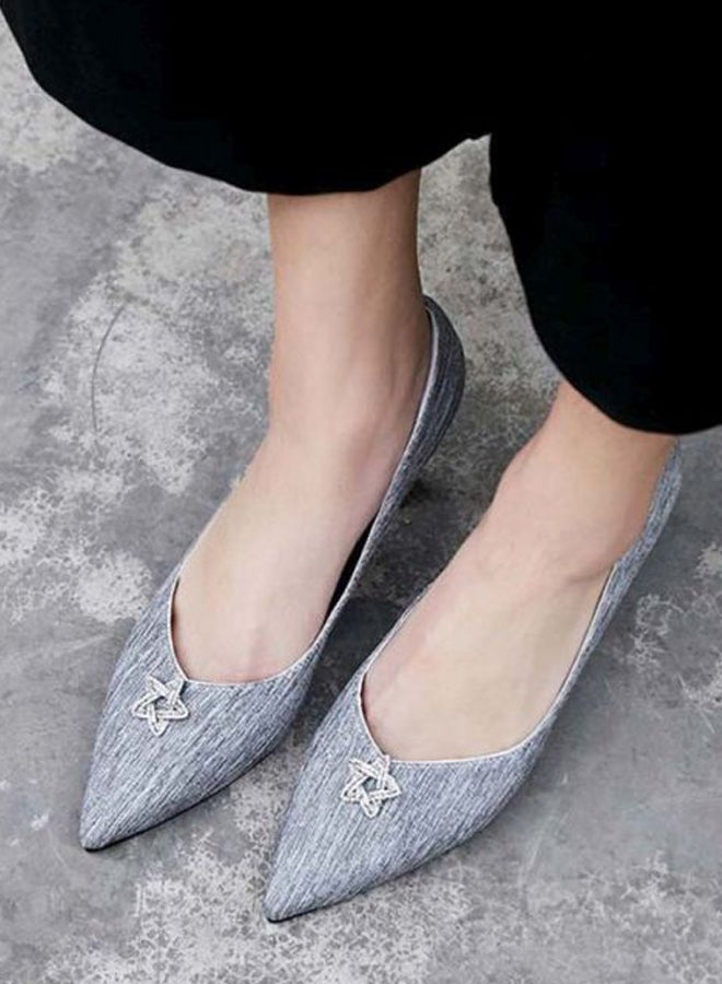 HUSK'SWARE Leather Pull-On Pumps Silver  - Image 3