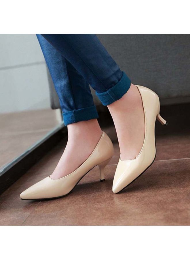 HUSK'SWARE Leather Pull-On Pumps Beige  - Image 3