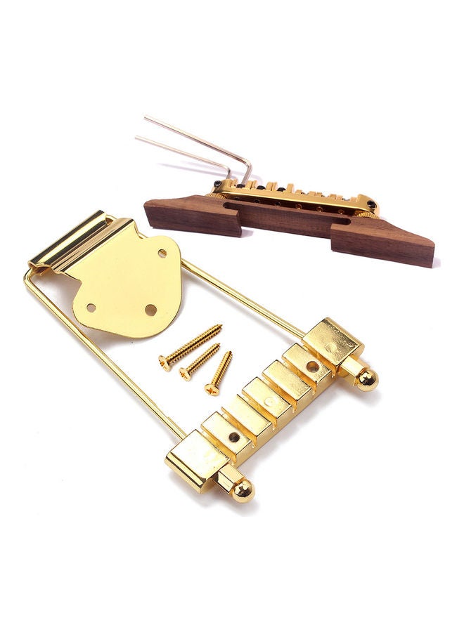 Generic - Adjustable Wooden Bridge Tailpiece Set For 6 Strings Archtop Jazz Guitar - Image 1