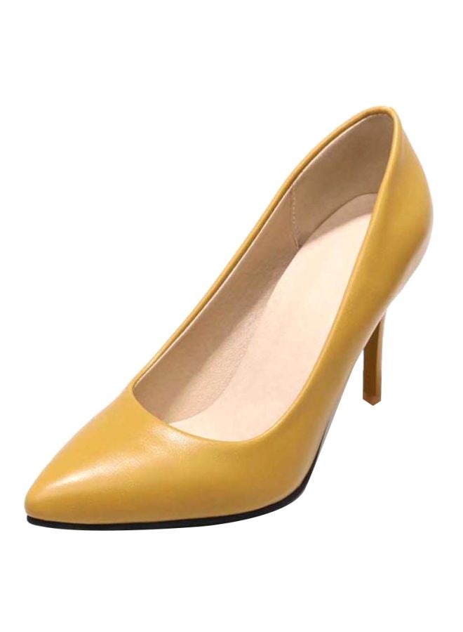 HUSK'SWARE Leather Pull-On Pumps Yellow - Image 1