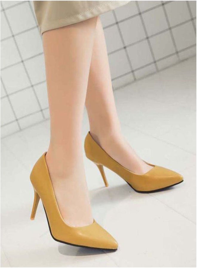 HUSK'SWARE Leather Pull-On Pumps Yellow - Image 3