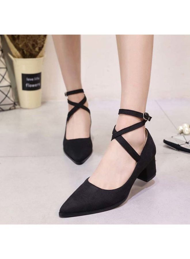 HUSK'SWARE Leather Buckle Comfort Pumps Black  - Image 2