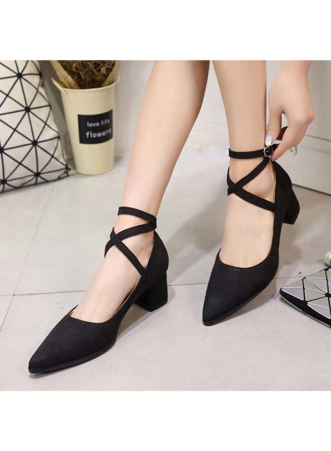 HUSK'SWARE Leather Buckle Comfort Pumps Black  - Image 3