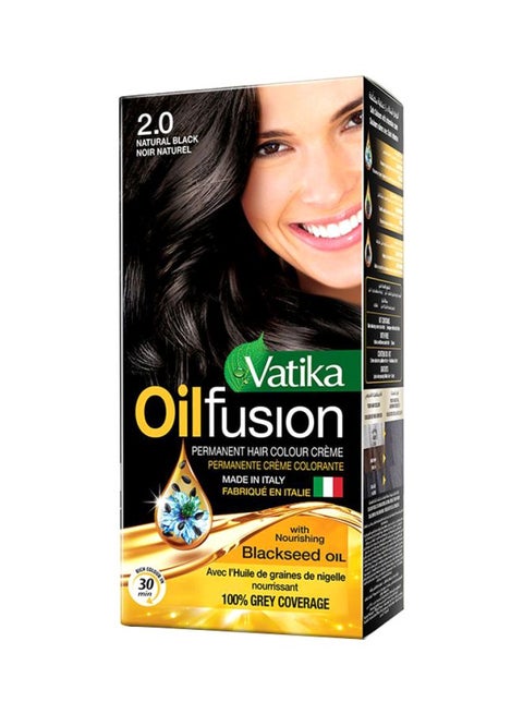 Vatika Oil Fusion Permanent Hair Colour Cream Colouring Cream Tube 40ml + Developer Milk Bottle 60ml With Gloves Black Noir 100ml