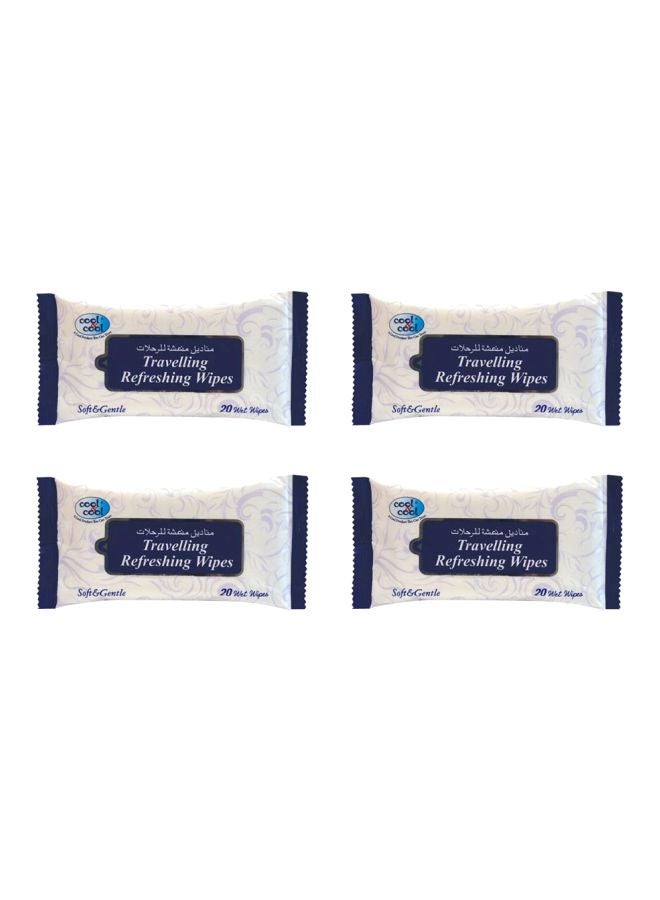 كول اند كول مناديل منعشة للرحلات 20 منديلاً - 4 قطع