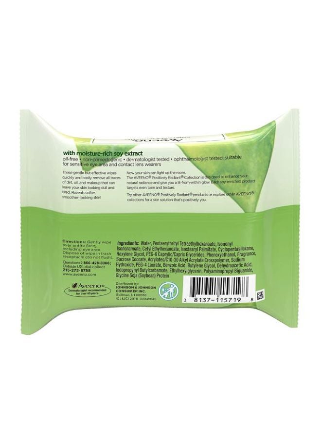 Aveeno Positively Radiant Makeup Removing Wipe, 25 Count 7.4x7.2inch - Image 2