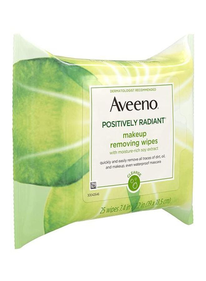 Aveeno Positively Radiant Makeup Removing Wipe, 25 Count 7.4x7.2inch - Image 3