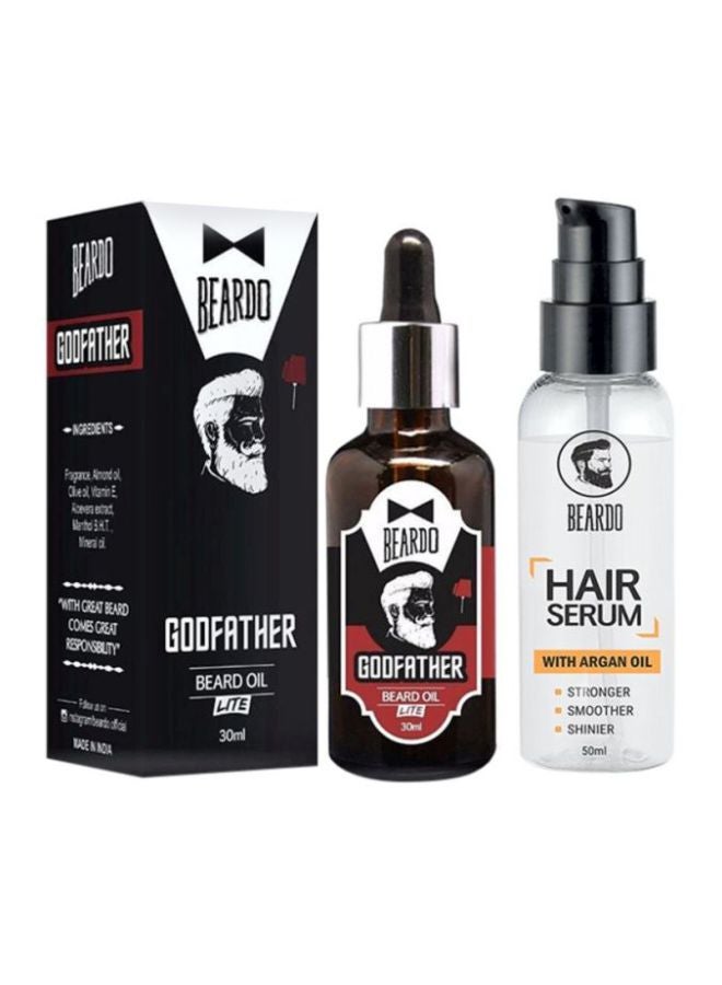 BEARDO Godfather Beard Oil Lite With Hair Serum Beard Oil 30, Hair Serum With Argan Oil 50ml - Image 1