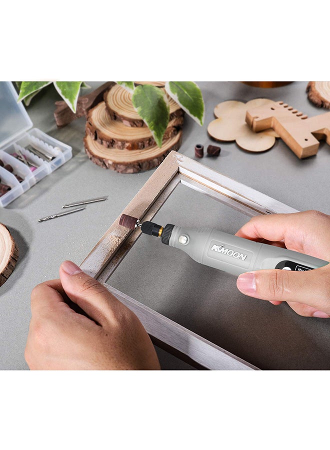 Generic - 5-Speed Speed Speed Adjustment Mini Electric Grinder Tool Set USB Charging Grinding Machine for Jade Carving Wood Punching Metal Grinding Polishing Grey 21.0x7.0x5.5cm - Image 1