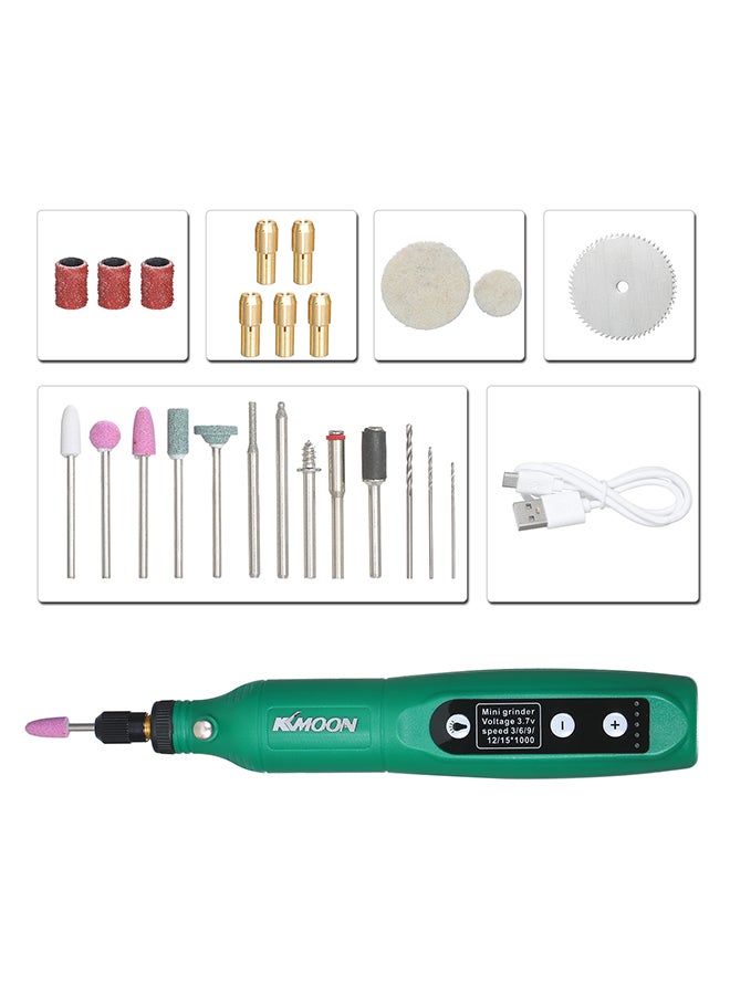 5-Speed Speed Speed Adjustment Mini Electric Grinder Tool Set USB Charging Grinding Machine for Jade Carving Wood Punching Metal Grinding Polishing Green 21.0x7.0x5.5cm  - Image 2