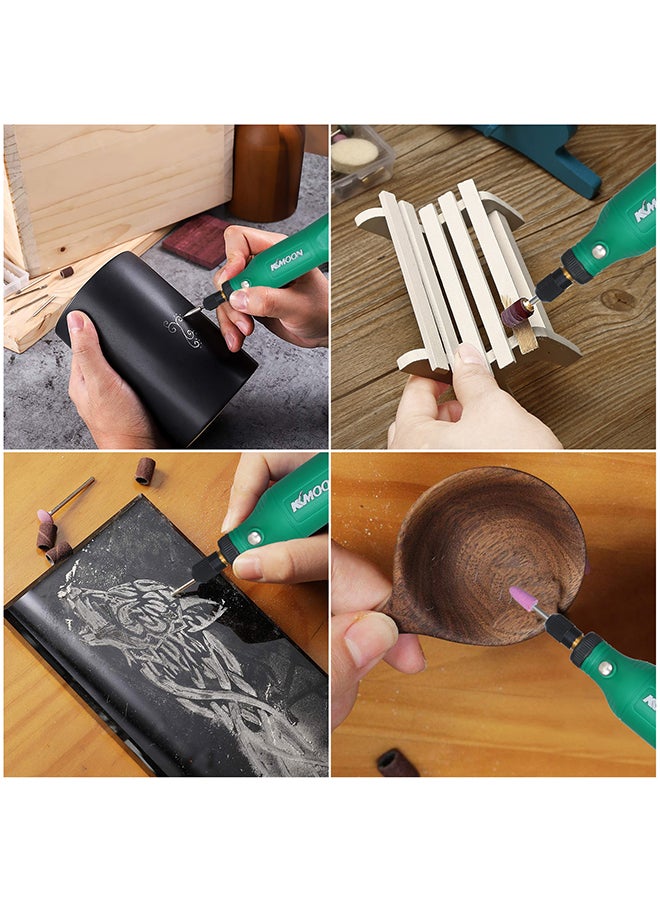 5-Speed Speed Speed Adjustment Mini Electric Grinder Tool Set USB Charging Grinding Machine for Jade Carving Wood Punching Metal Grinding Polishing Green 21.0x7.0x5.5cm  - Image 4