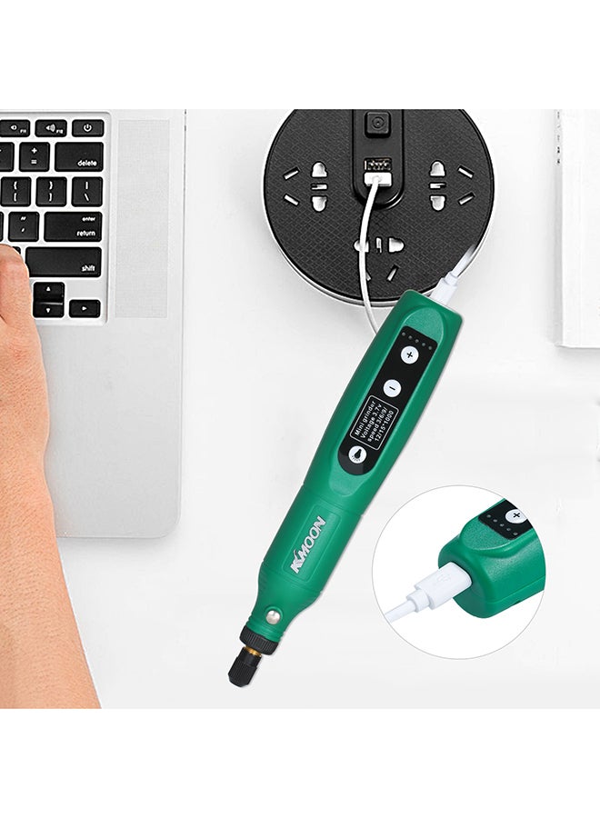 5-Speed Speed Speed Adjustment Mini Electric Grinder Tool Set USB Charging Grinding Machine for Jade Carving Wood Punching Metal Grinding Polishing Green 21.0x7.0x5.5cm  - Image 5