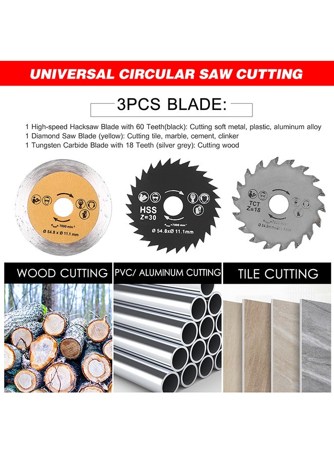 Generic - Powerful Mini Compact Circular Saw Kit Red/Black - Image 1