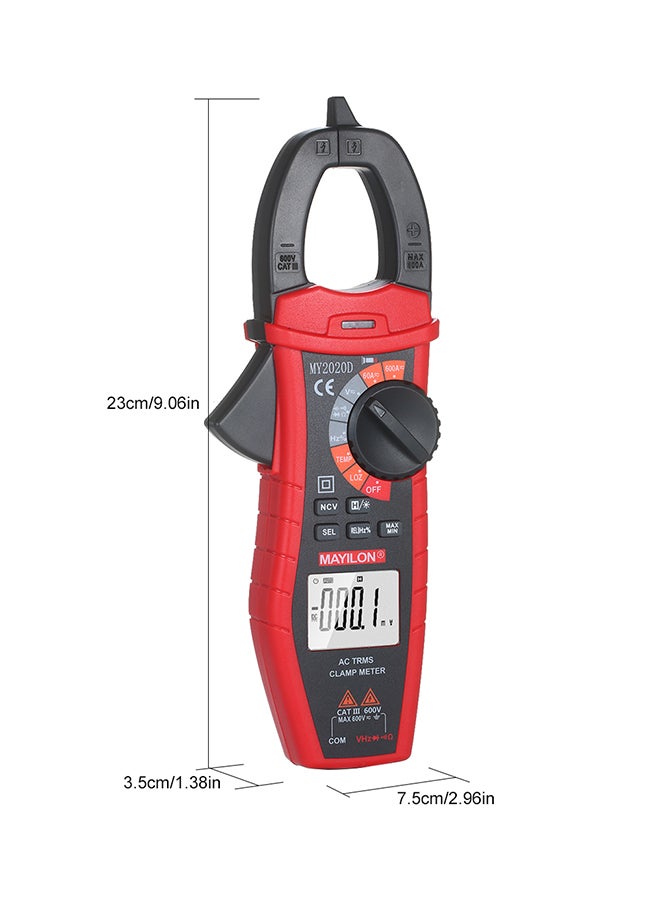 MAYILON Digital AC Current Clamp Meter DC Current & Relative Value Available Black & Red 28.30X5.60X12.00cm - Image 2