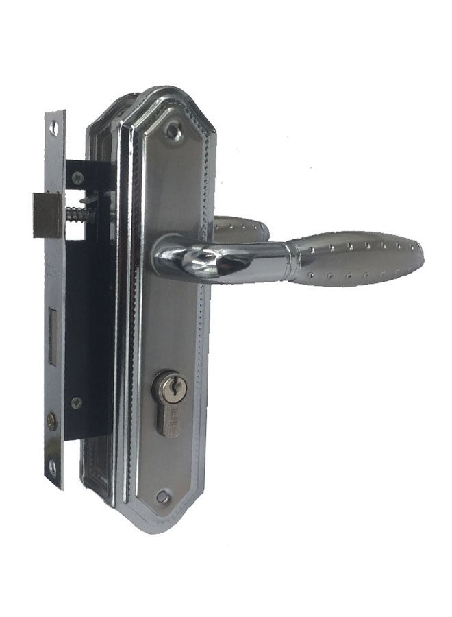 Iron aluminum door handle set silver 58mm Silver - Image 1