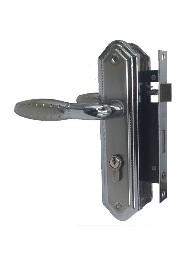 Iron aluminum door handle set silver 58mm Silver - Image 2