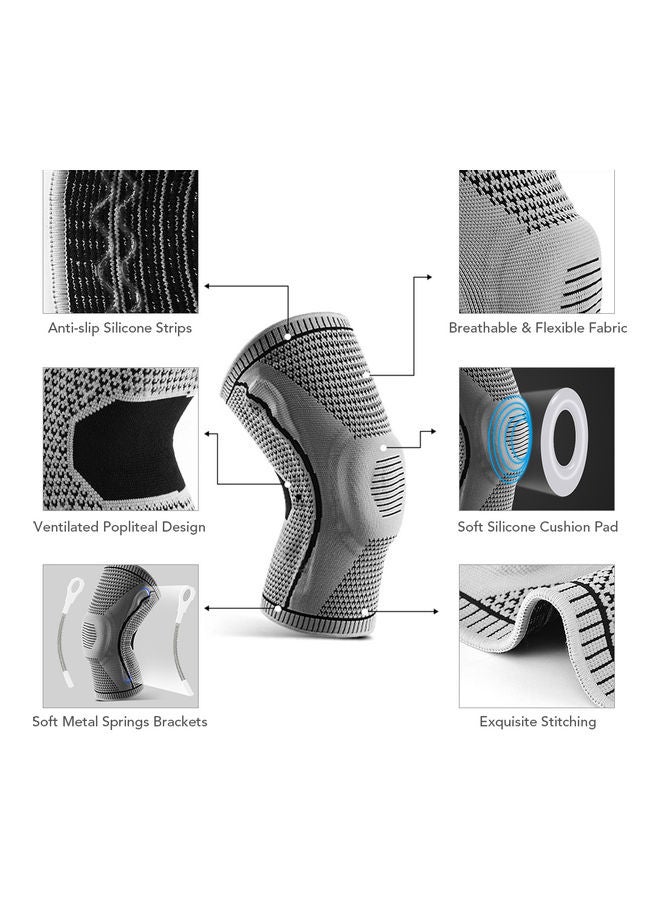 Generic 1pcs Knee Support Men Women Knee Brace with Side Stabilizers Silicone Pad Sports Knee Sleeves for Weightlifting Powerlifting Running XL 33*2*20cm  - Image 5