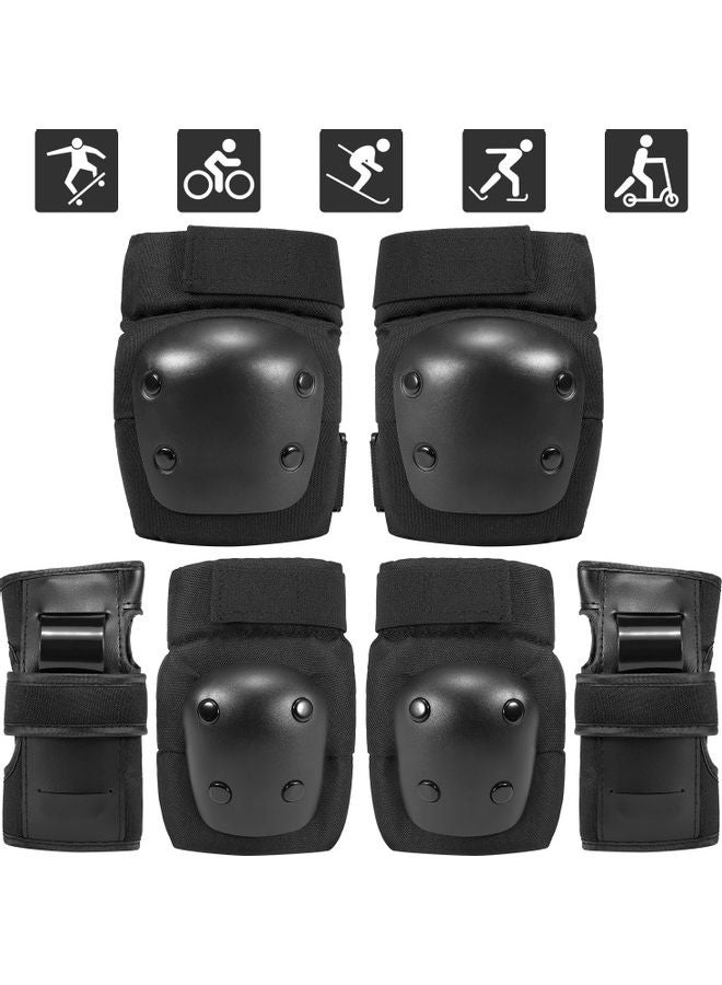 6 in 1 Kids/Adults Knee Pads Elbow Pads Wrist Pads Sport Protective Gear Set for Cycling Skateboard Roller Skating S 25*7*18cm  - Image 1
