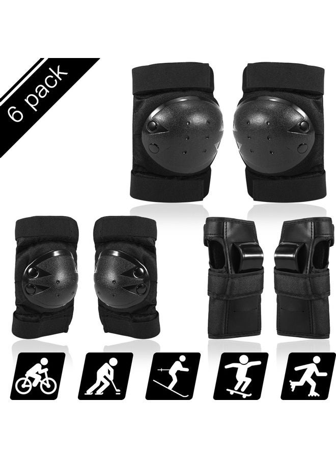 Generic Protective Gear Set 6 in 1 Knee Elbow Pads with Wrist Guards Multi Sports Safety Protection Pads for Kids/Adults Scooter Skating Cycling S 26*6*20cm  - Image 1