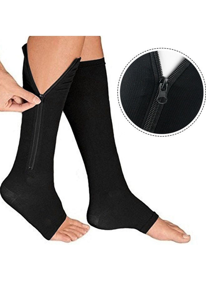 Generic 2 Pair Compression Socks Zipper Leg Calf Sleeves Toeless for Running Hiking Climbing Driving Standing Flight Swelling Pain Relieve S S - Image 3