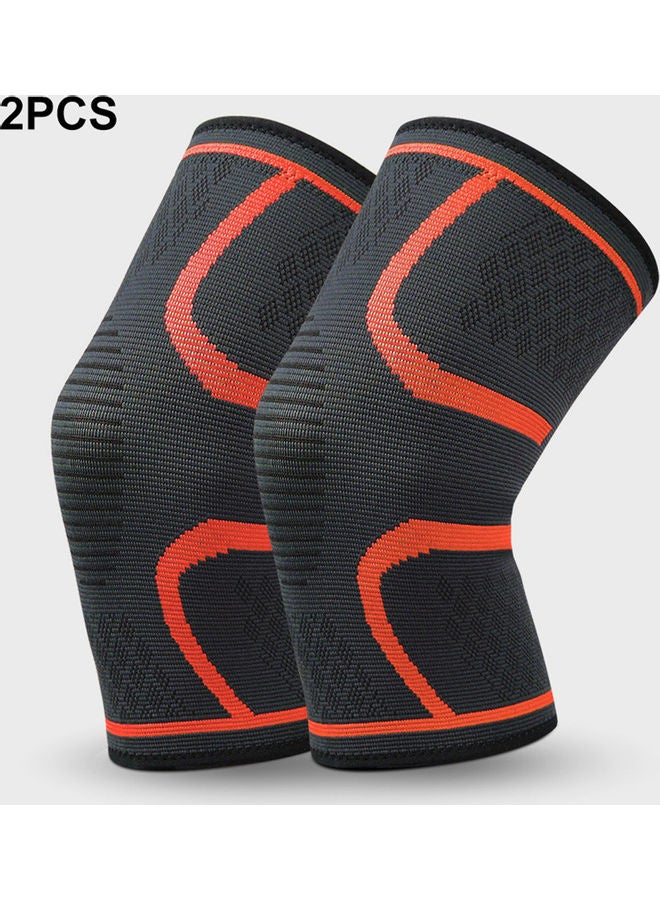Generic 2-Piece Men Women Knee Pad Knee Compression Sleeve Knitted Fabric Joint Pain-Relief Football Knee Brace L Lcm  - Image 1
