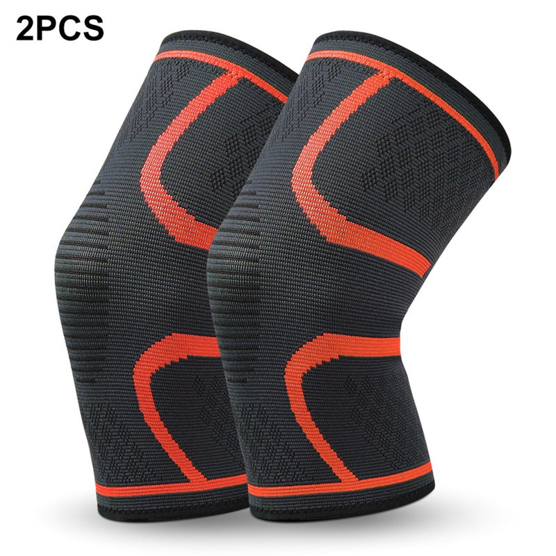 Generic 2-Piece Men Women Knee Pad Knee Compression Sleeve Knitted Fabric Joint Pain-Relief Football Knee Brace L Lcm  - Image 4