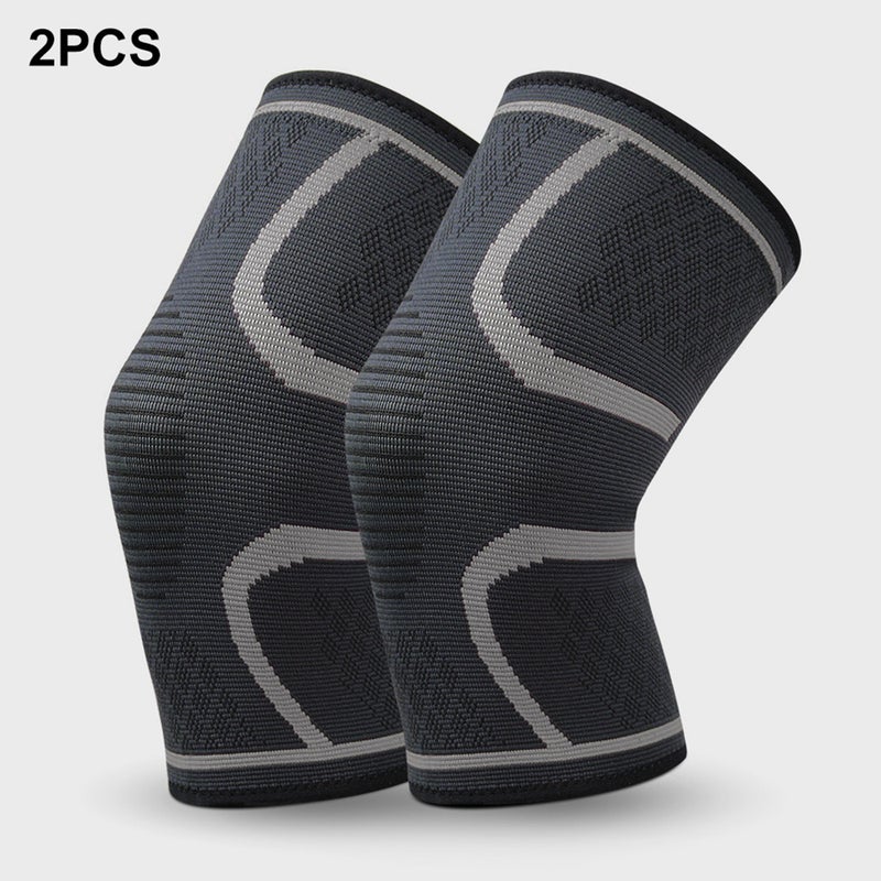 2-Piece Men Women Knee Pad Knee Compression Sleeve Knitted Fabric Joint Pain-Relief Football Knee Brace L L - Image 1