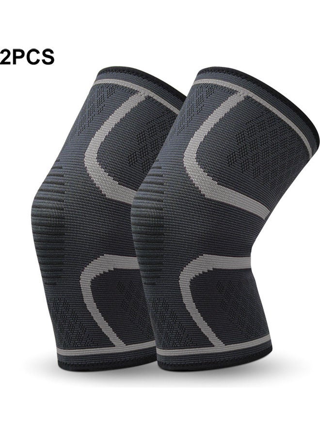 Generic 2-Piece Men Women Knee Pad Knee Compression Sleeve Knitted Fabric Joint Pain-Relief Football Knee Brace S S  - Image 4