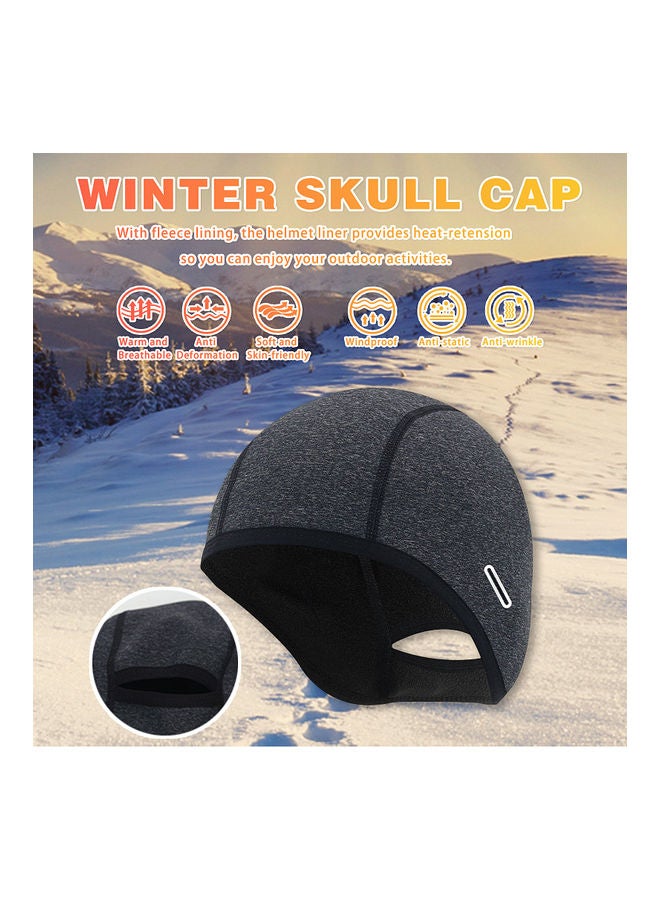 Generic Winter Skull Cap Helmet Liner Thermal Glasses Hole Ponytail Hole Fleece Snug Hat Athletic Motorcycle Cycling Running Beanie 10*4*8cm  - Image 2