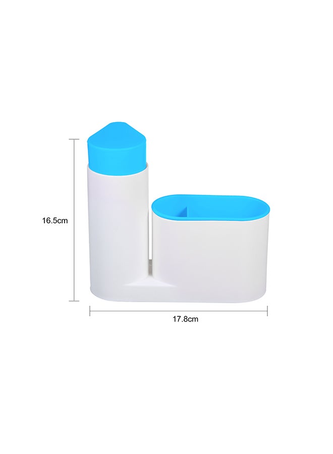 Liquid Dish Soap Dispenser Pump Bottle With Storage Compartments Holds Blue 18.5*6.5*17.3cm  - Image 2