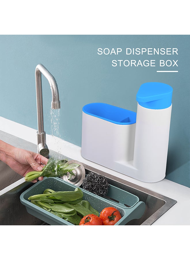Liquid Dish Soap Dispenser Pump Bottle With Storage Compartments Holds Blue 18.5*6.5*17.3cm  - Image 4
