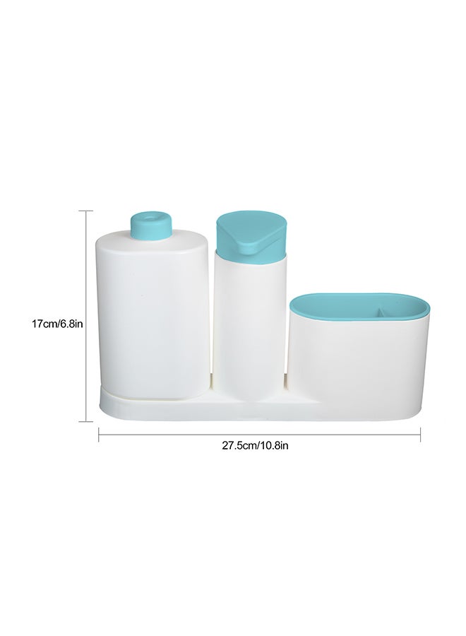 Liquid Dish Soap Dispenser Pump Bottle With Storage Compartments Holds Blue 27.5*6.5*17.5cm  - Image 2