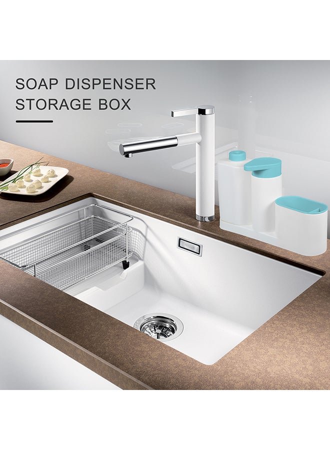 Liquid Dish Soap Dispenser Pump Bottle With Storage Compartments Holds Blue 27.5*6.5*17.5cm  - Image 5
