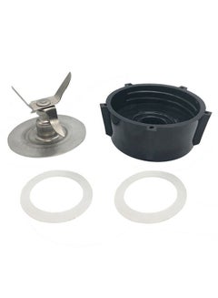 4-Blade Ice Crusher And Blender Jar Base And 2-Piece Rubber O-Ring Gaskets Set Black 9*8*8cm
