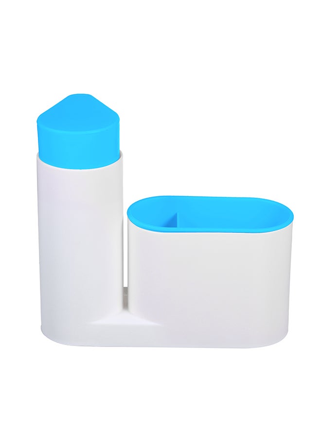 Liquid Dish Soap Dispenser Pump Bottle With Storage Compartments Holds Blue 18.5*6.5*17.3cm  - Image 1