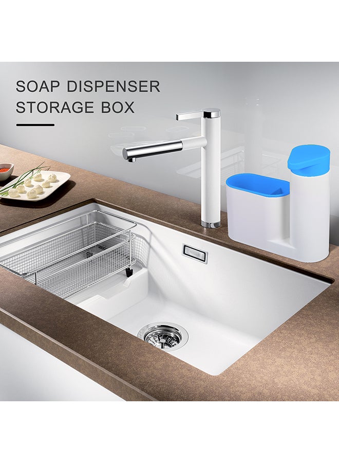Liquid Dish Soap Dispenser Pump Bottle With Storage Compartments Holds Blue 18.5*6.5*17.3cm  - Image 5