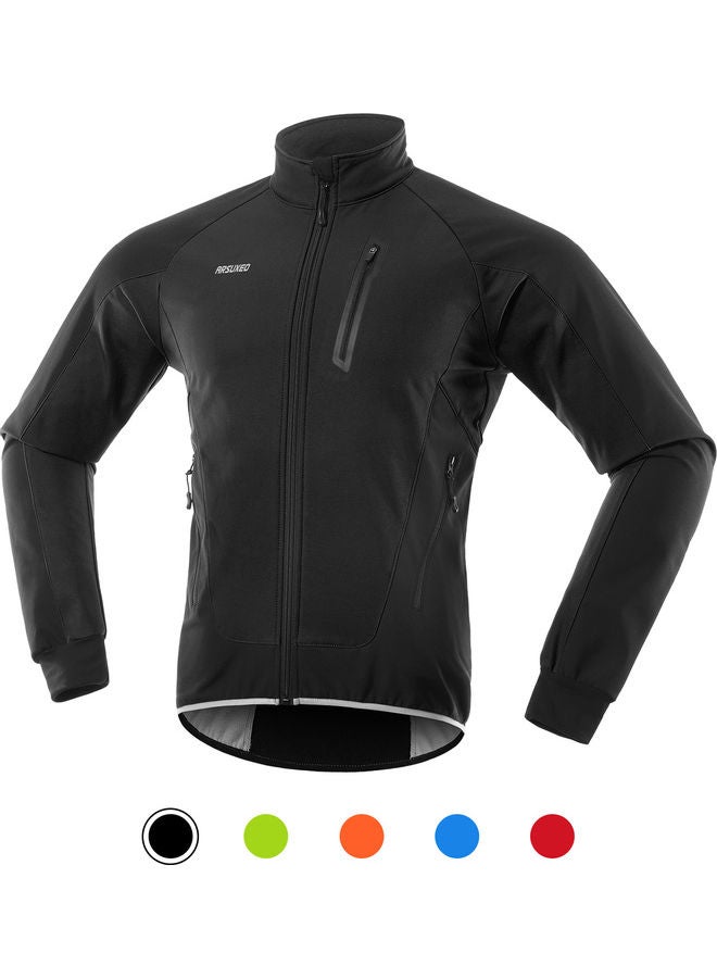Generic Men Cycling Jacket Waterproof Windproof Thermal Fleece Bike Jersey MTB Bicycle Riding Running Autumn Winter Jacket Coat L 30*3*28cm  - Image 1