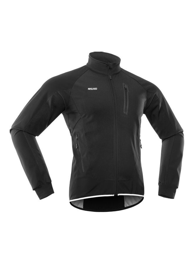 Generic Men Cycling Jacket Waterproof Windproof Thermal Fleece Bike Jersey MTB Bicycle Riding Running Autumn Winter Jacket Coat S 30*3*28cm  - Image 3