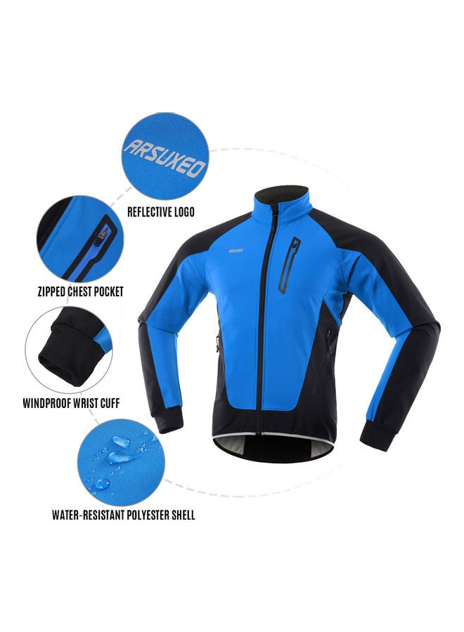 Generic Men Cycling Jacket Waterproof Windproof Thermal Fleece Bike Jersey MTB Bicycle Riding Running Autumn Winter Jacket Coat S 30*3*28cm  - Image 5
